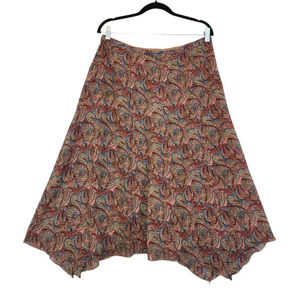 Liz Claiborne Womens Asymmetrical Paisley Print Midi Skirt Size 12 Petite Brown - Picture 4 of 11